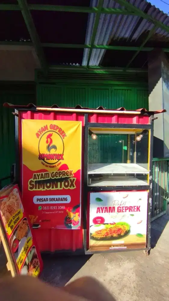 Jual booth makanan siap saji (Ayam Crispy) siap pakai + etalase kaca