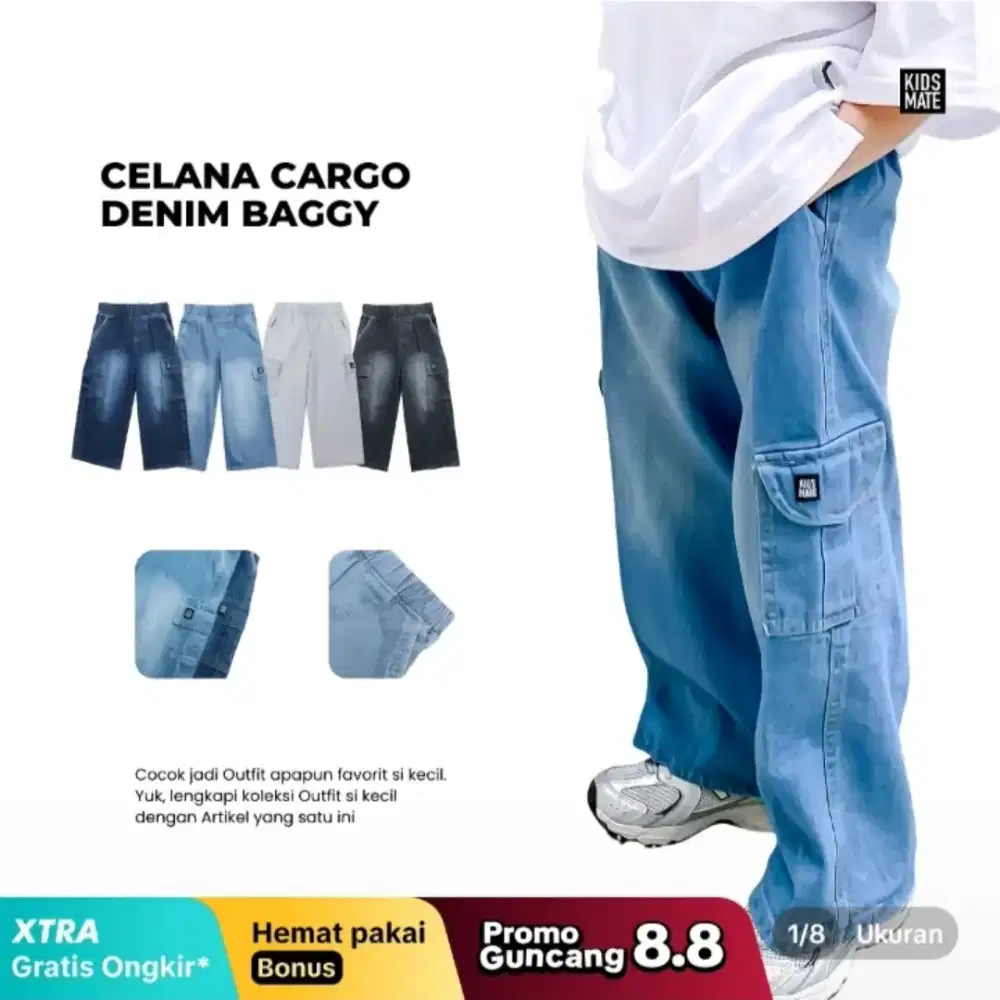 Celana Cargo Denim Baggy ‼️