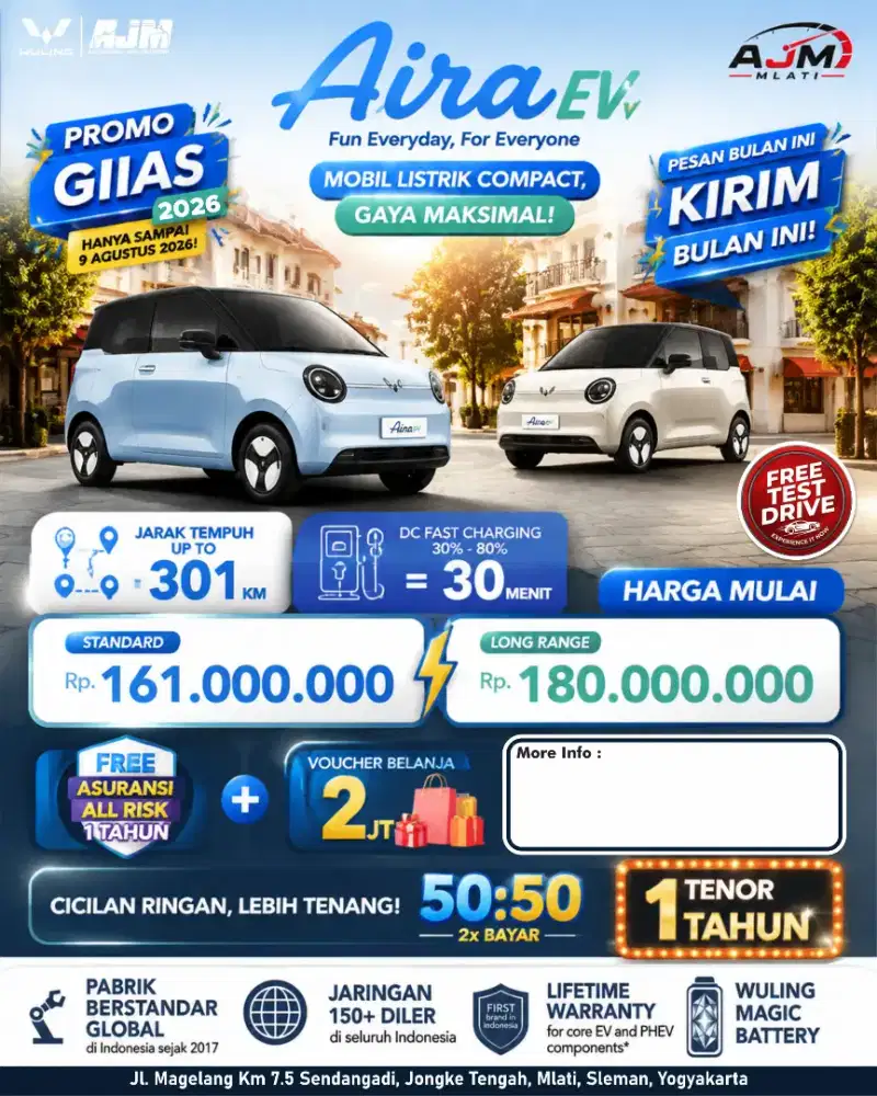 WULING AIRA EV MOBIL LISTRIK TERMURAH DP 20 JUTA ANGSURAN 2 JUTA
