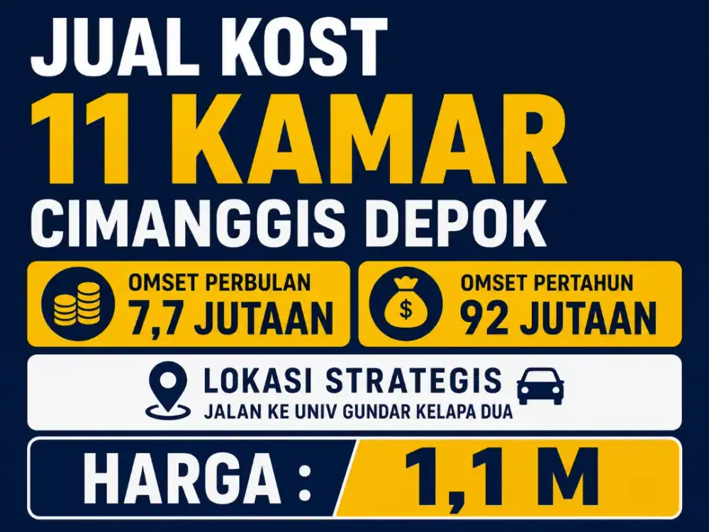 JUAL KOST KOSAN 11 KAMAR DI TUGU CIMANGGIS DEPOK DEKAT KAMPUS GUNDAR