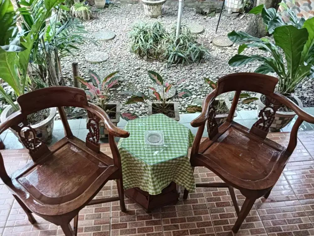 Kursi Jati + meja kaca