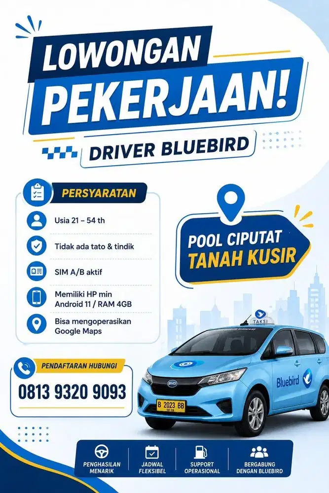 Lowongan Driver taksi bluebird