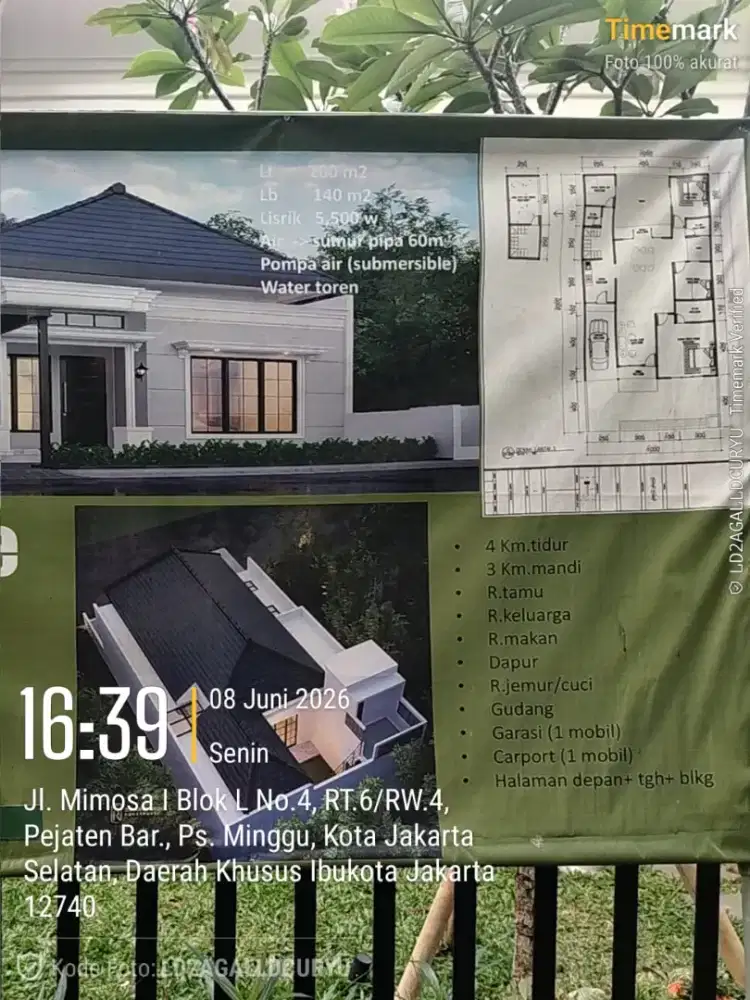 Dijual Rumah Siap Huni LT 200m Pejaten Barat Pasar Minggu Jaksel