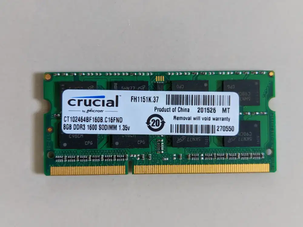 RAM Crucial 8GB DDR3L normal untuk laptop