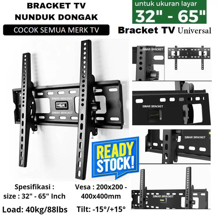 Bracket Breket Braket TV 32 - 65 Inch, Tilt Universal