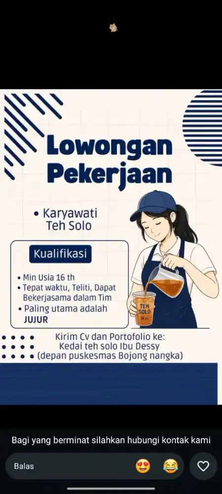 Lowongan kerja jaga teh solo