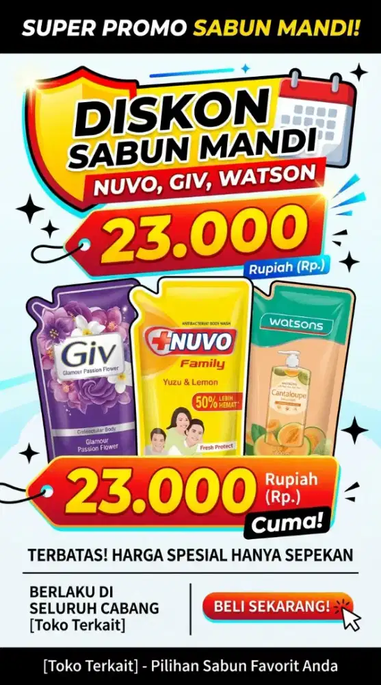 Sabun mandi cair nuvo giv Watson murah sekali ciptadent dll bisa COD
