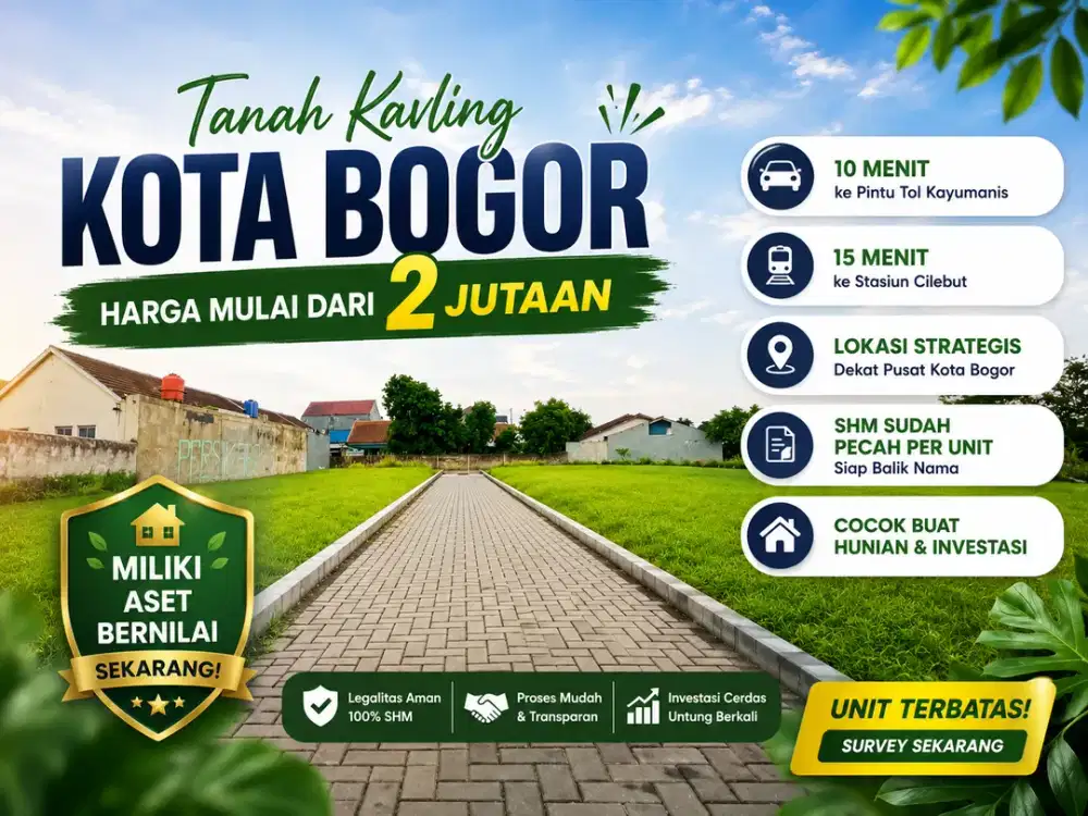 Tanah Siap Bangun Dekat Stasiun Cilebut, SHM Sudah Pecah 2 Jt-an