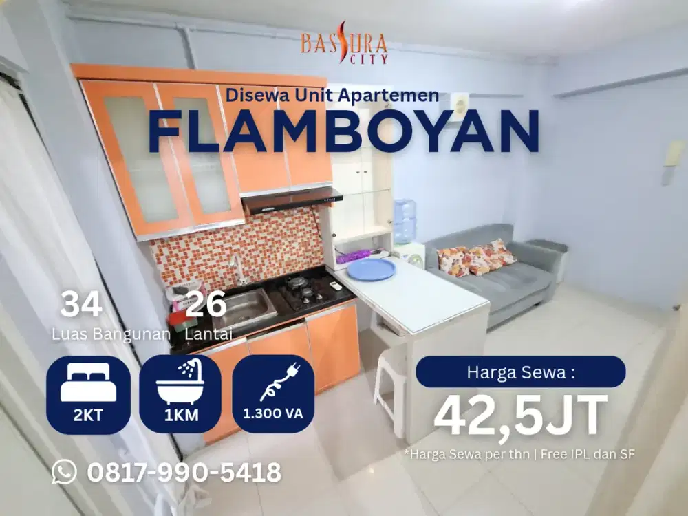 Sewa tahunan apartemen Bassura City tower Flamboyan 2BR