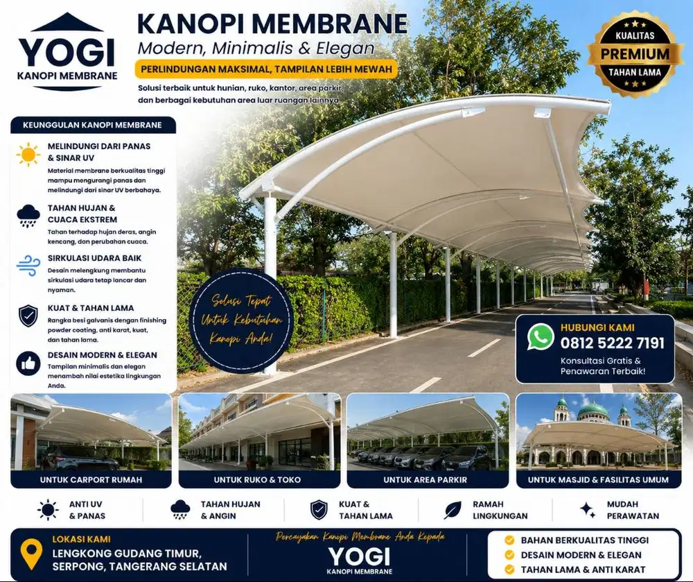 Pasang Kanopi Membrane untuk Rumah & Tempat Usaha
