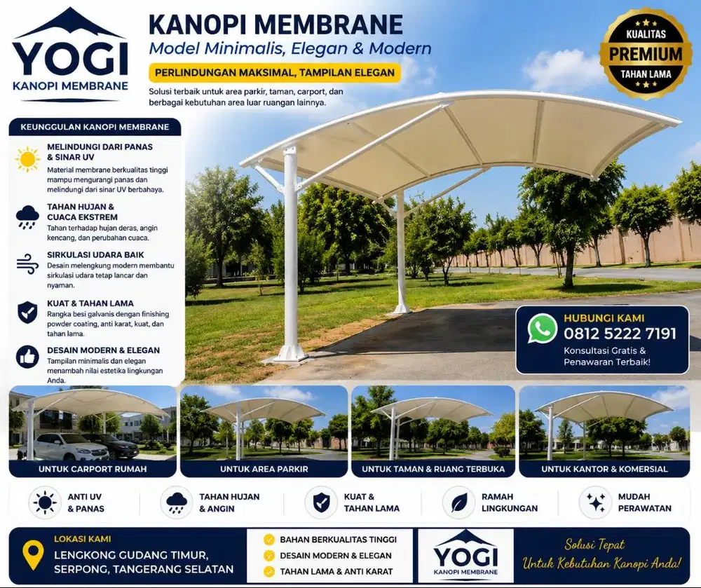 Spesialis Kanopi Membrane Desain Modern Minimalis
