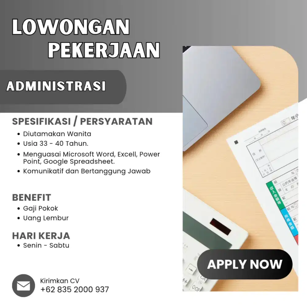 LOWONGAN KERJA ADMINISTRASI