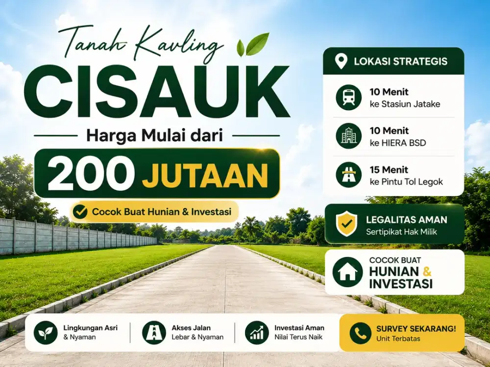 Kavling Murah Hanya 200 Jt-an, Dekat Stasiun Jatake BSD, SHM