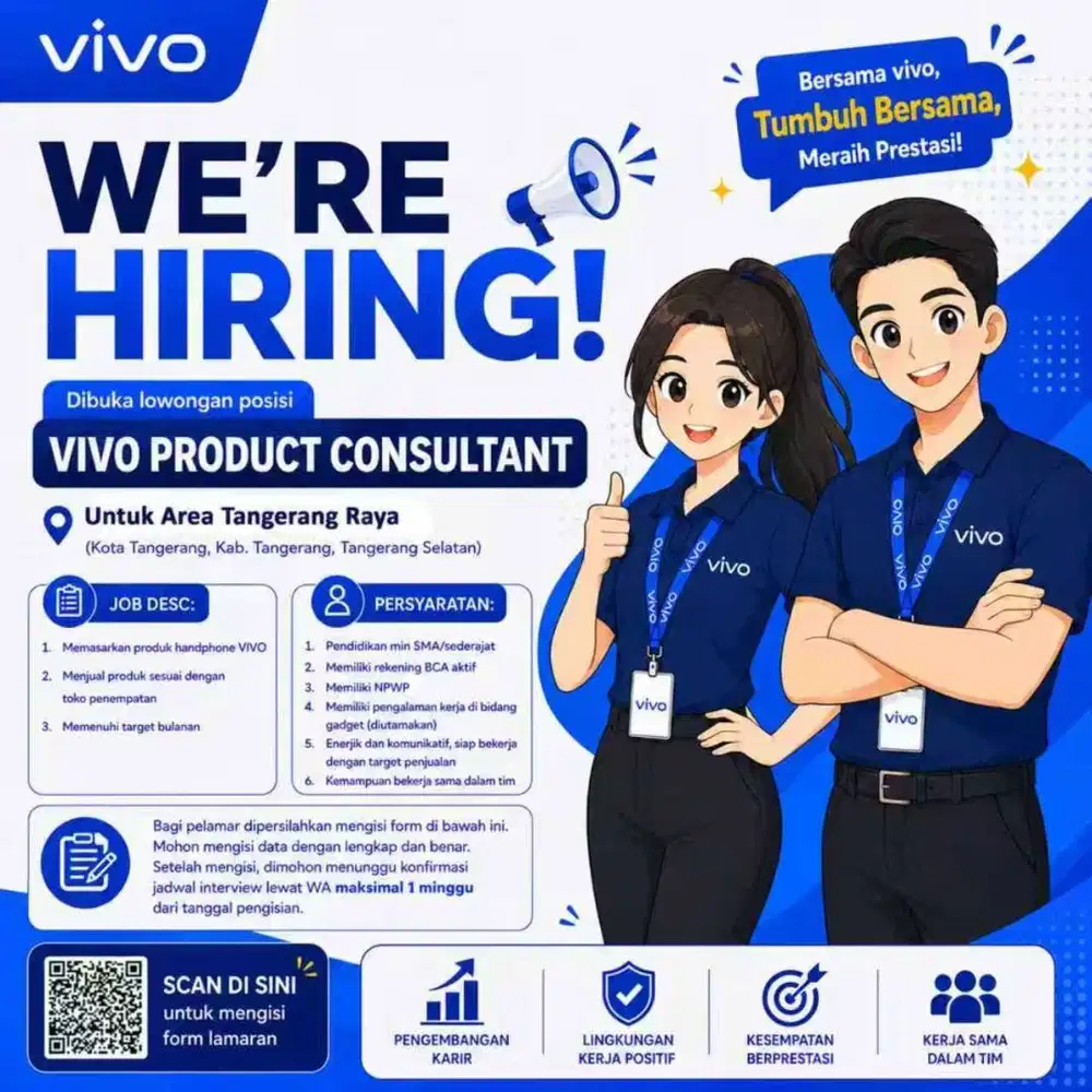 Dibuka lowongan posisi VIVO PRODUCT CONSULTANT untuk area Tangerang