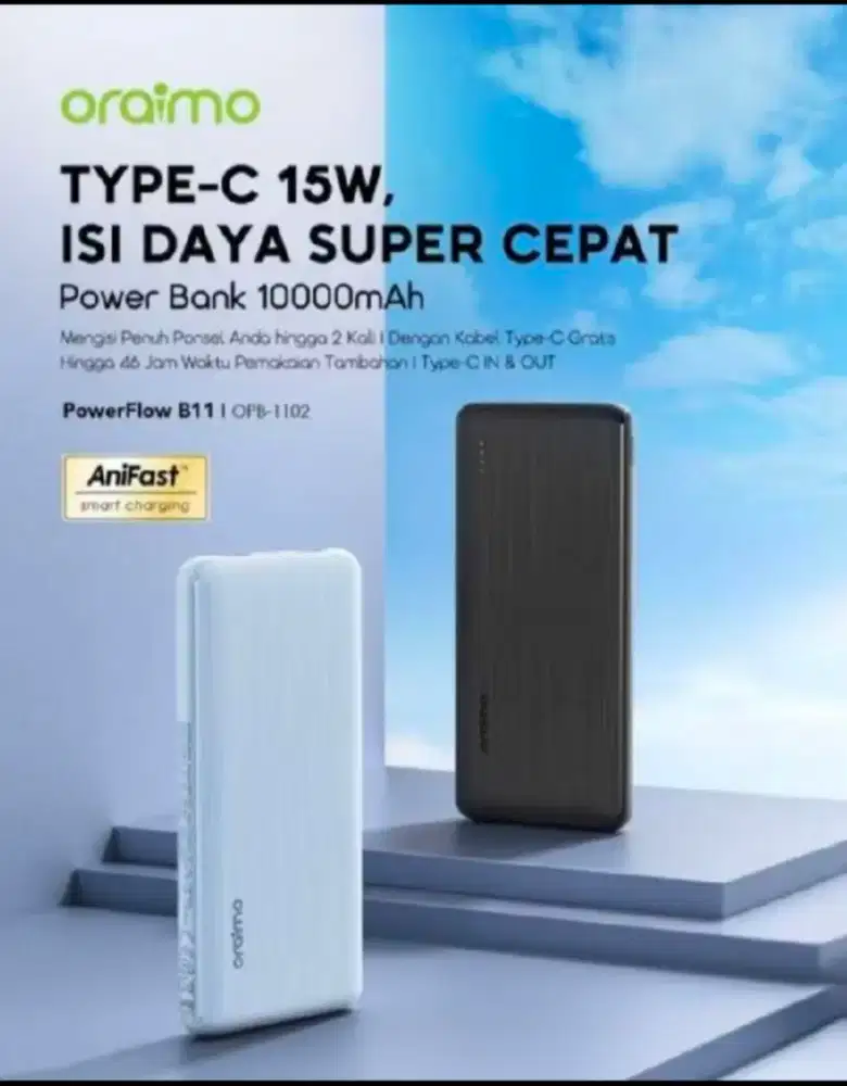 PowerBank oraimo 10000mAh 15W fast charging  powerflow B11 OPB-1102