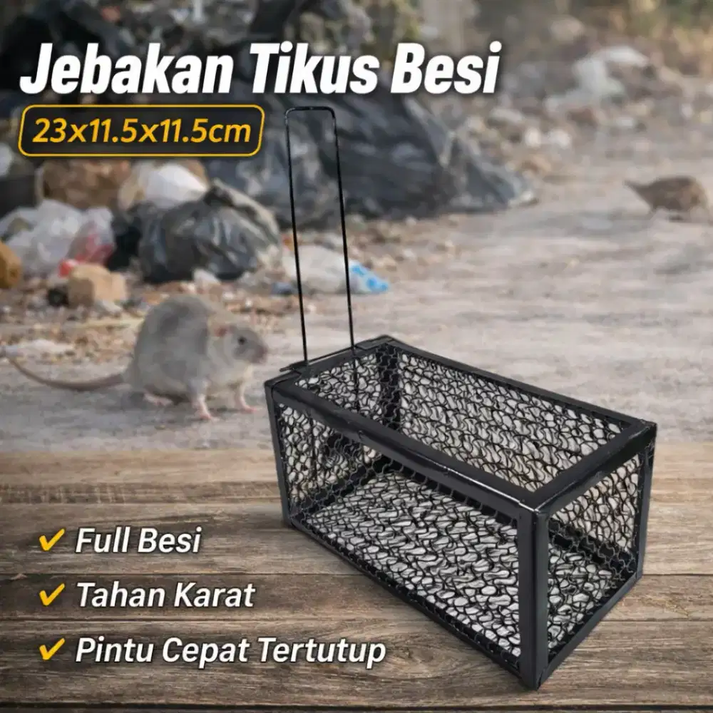 Jebakan Perangkap Tikus Kandang Besi Automatic Mousetrap 23x11.5x1.5cm