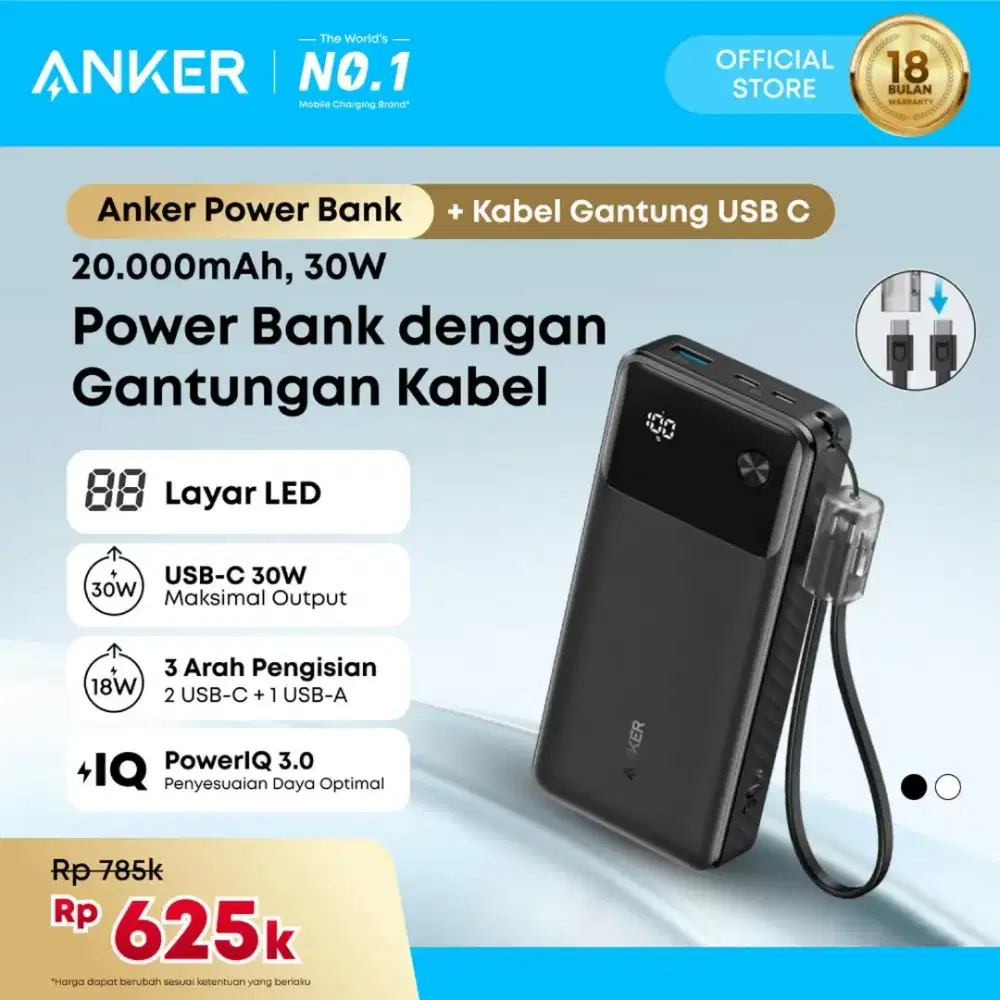 Power Bank Anker 20000mAh 30W Baru Segel