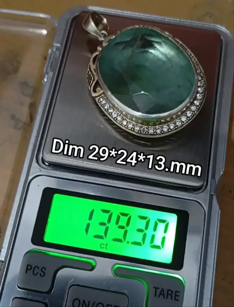 Jamrud Jadul Jumbo Liontin Perak Handmade