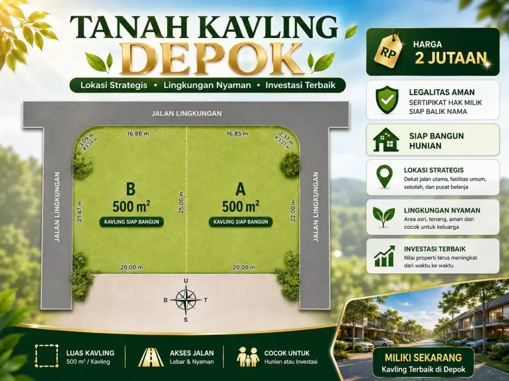 Kavling Tanah Murah SHM, 5 Menit ke The Park Sawangan Mall