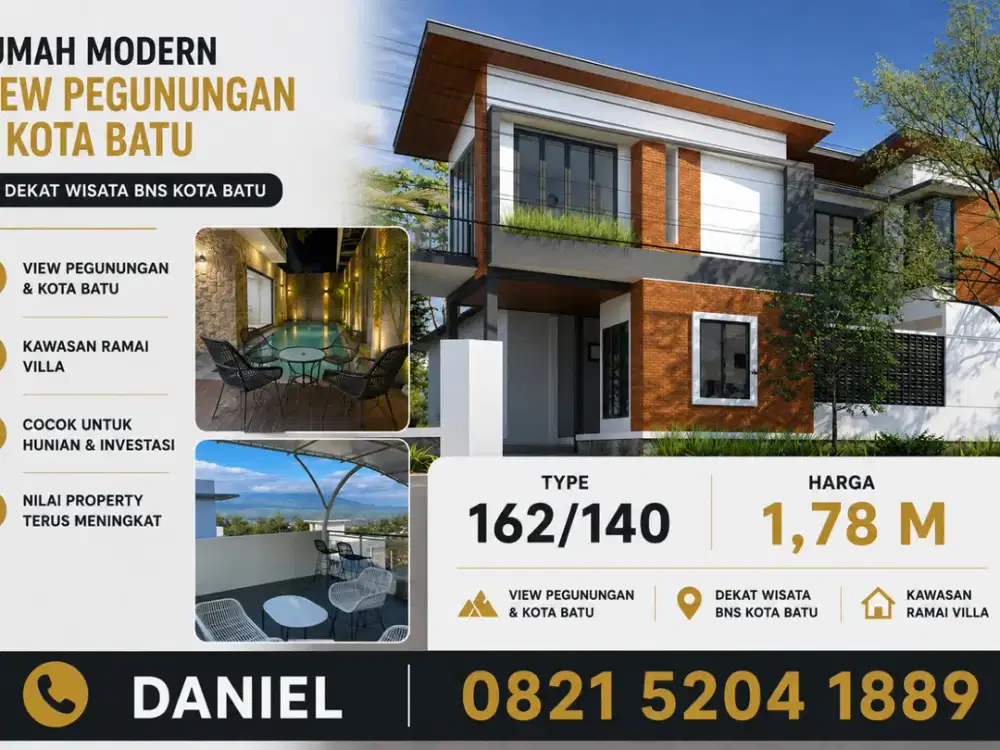 Villa Mewah View Mountain Batu – Bonus Furniture Cantik