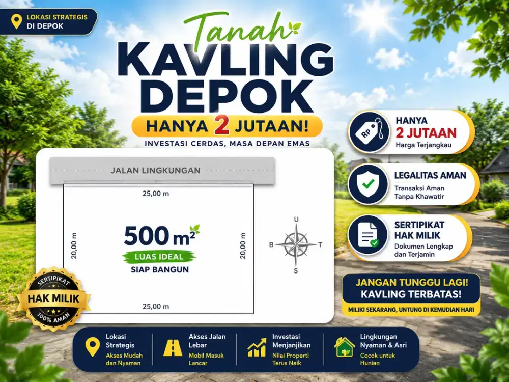Kavling 2 Jt-an Dekat Terminal Pondok Cabe, SHM