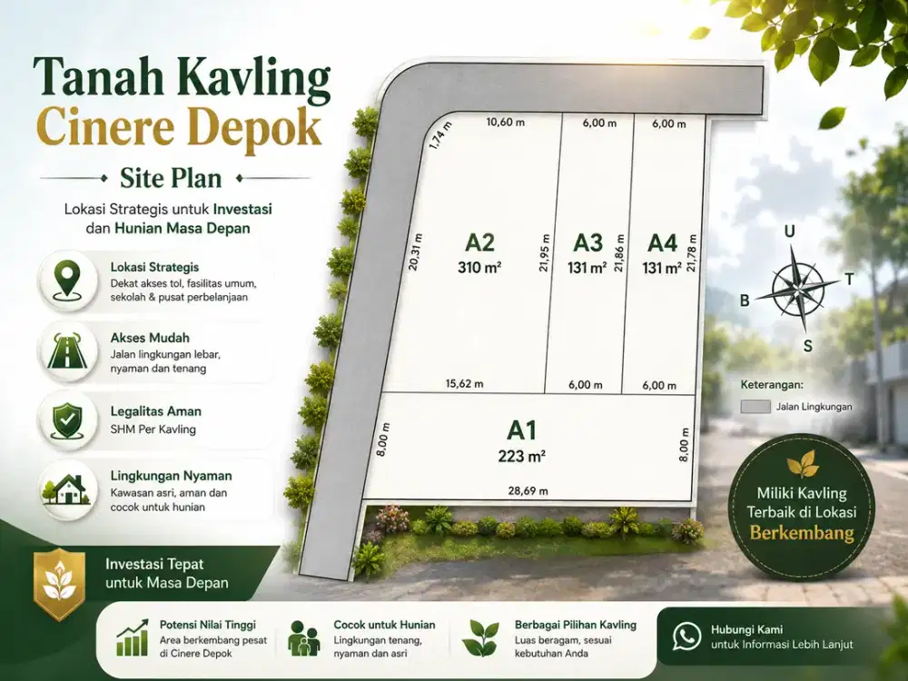 Tanah Kavling SHM Siap Balik Nama Dekat ke Mall Cinere