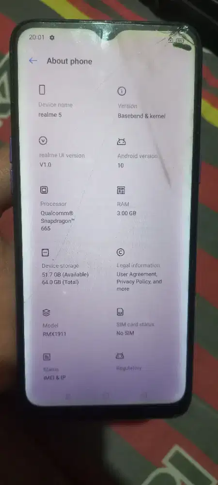 Realme 5 3/64 GB Batangan minus layar sprti di foto tapi normal sentuh