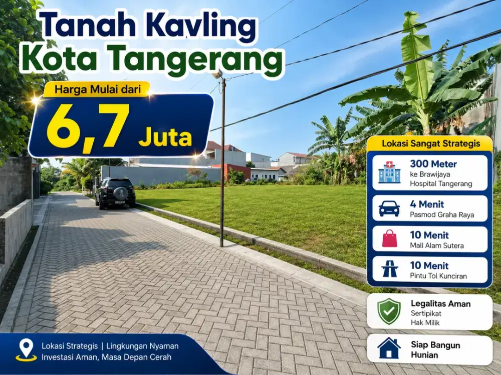 Tanah Kavling Dekat Alam Sutera, SHM Pecah Siap Balik Nama
