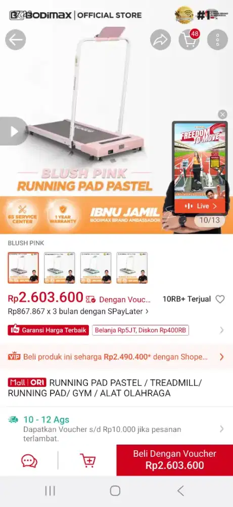 Bodimax pastel treadmill running pad