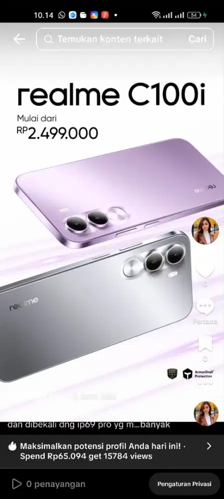 Realme C100i baterai besar