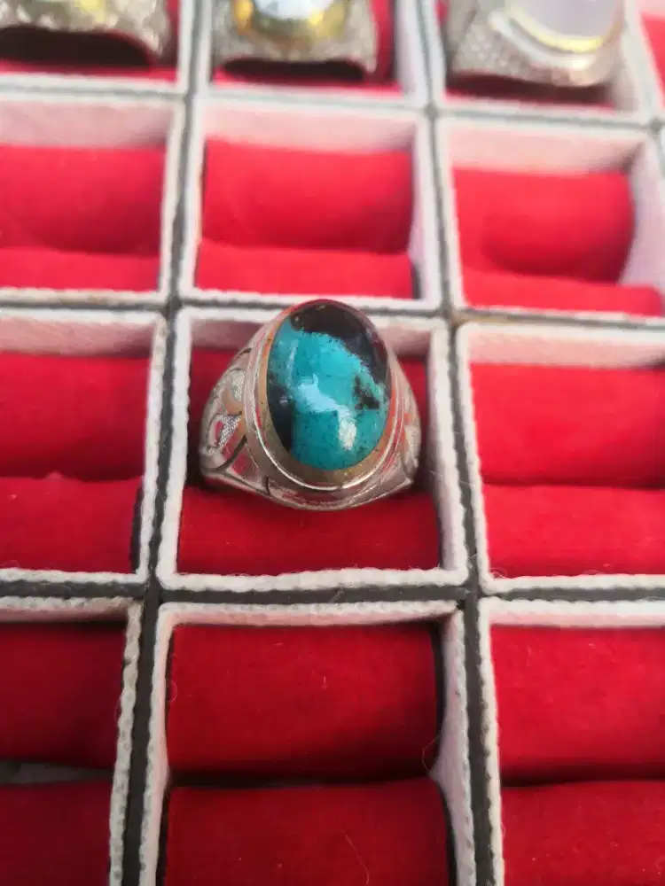 Cincin batu bacan doko hitam biru cokmer size kantoran