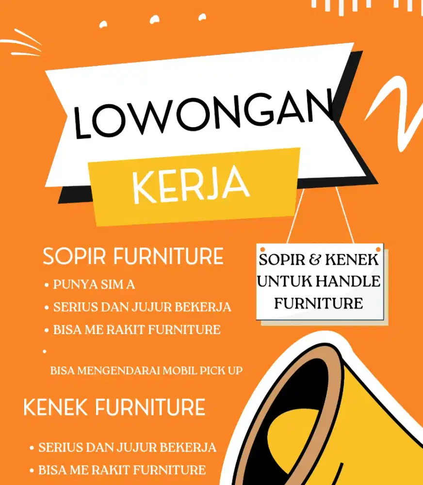 Lowongan Sopir & Kenek Furniture