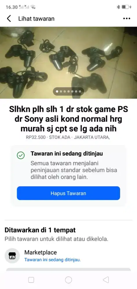 Slhkn plh slh 1 dr stik game PS Sony utk ank bermain kond normal murah