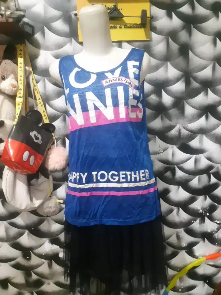 Annies club tanktop/vest glitter remaja preloved tjap karoeng