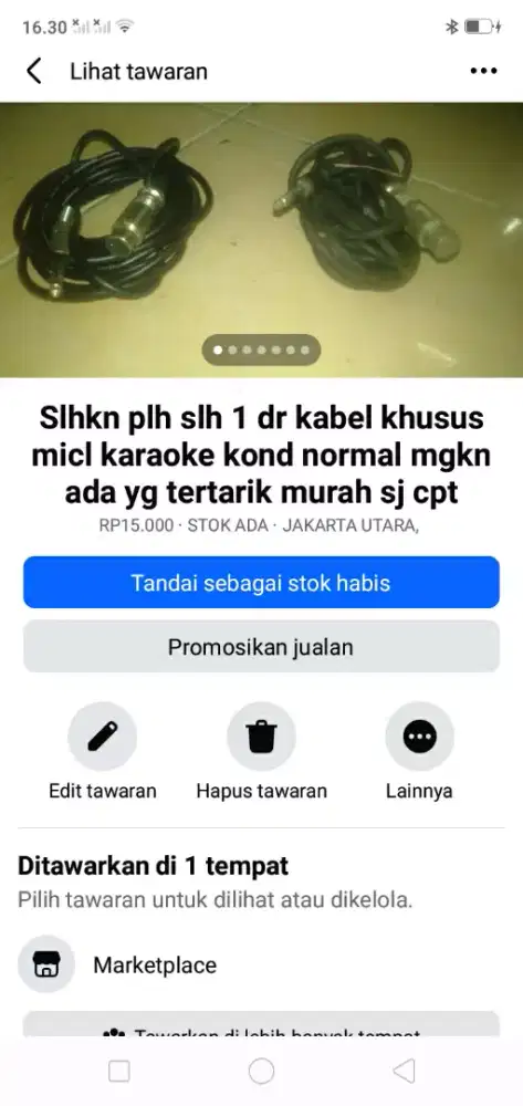 Slhkn plh slh 1 dr kabel micl karaoke kond normal mgkn ada yg tertarik