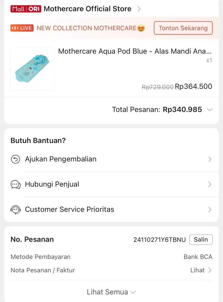 MotherCare Aqua Pod Blue Alas Mandi Anti Slip