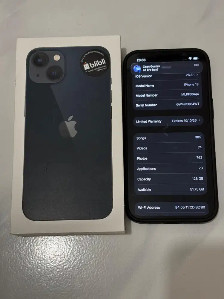 Iphone 13 128gb black blibli garansi on bh100