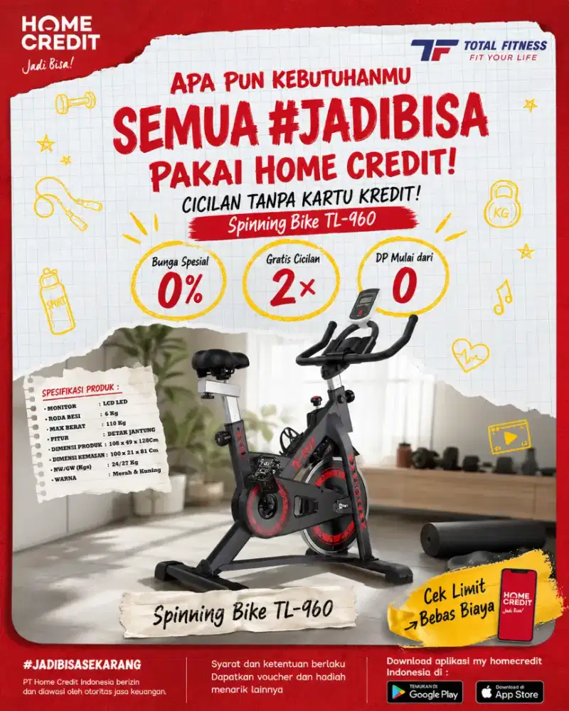 PROMO KREDIT SPINNING BIKE TL-960 TERMURAH SEKOTA PALEMBANG