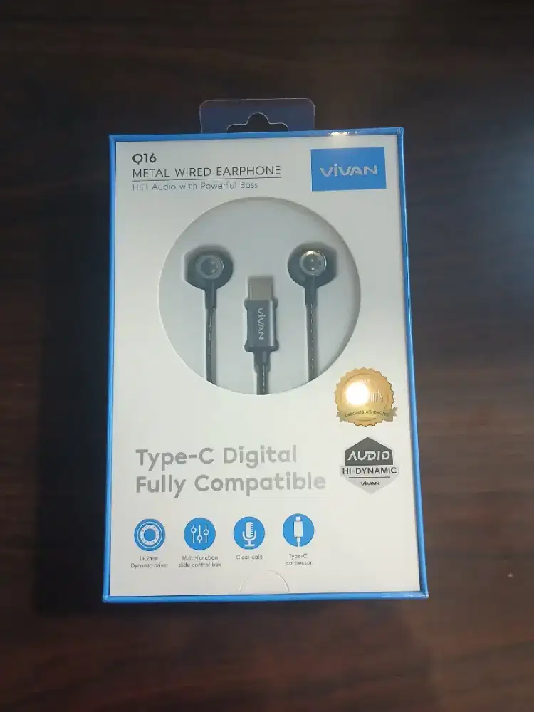 VIVAN Earphone Kabel Stereo Powerfull Bass Wired Headset Type C Q16