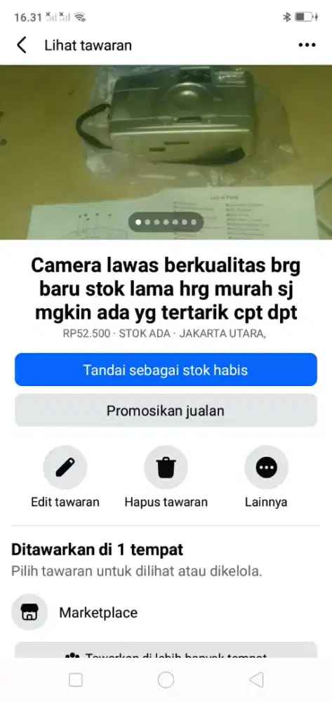 Camera lawas berkualitas brg baru LKP dus buku sevlg ada cpt mgkn bth
