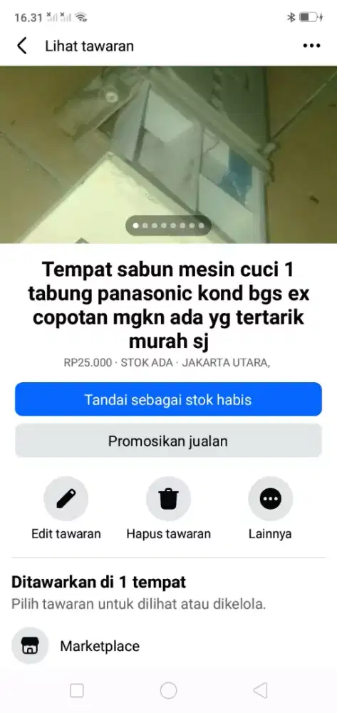 Tempat sabun mesin cuci 1 tabung panasonic kond normal hrg murah saja