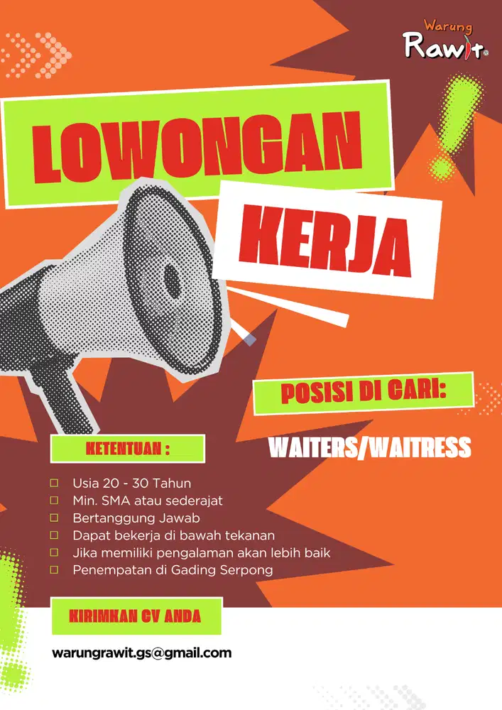 Dicari Waiters/Waitress Daerah Gading Serpong