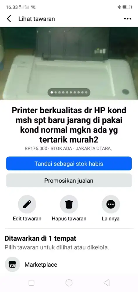 Printer berkualitas HP kond msh spt baru jrg pakai cpt murah sj deh