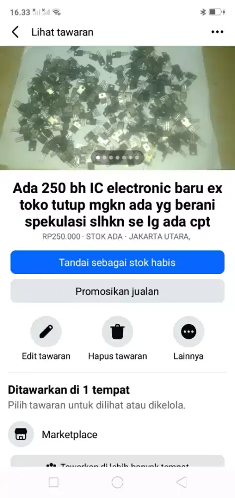 Ada 250 bh IC electronic dll brg baru hrg murah utk yg paham sj yah