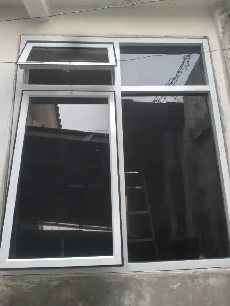 Jendela aluminium T150cm L120cm harga terpasang, bs bayar ditempat