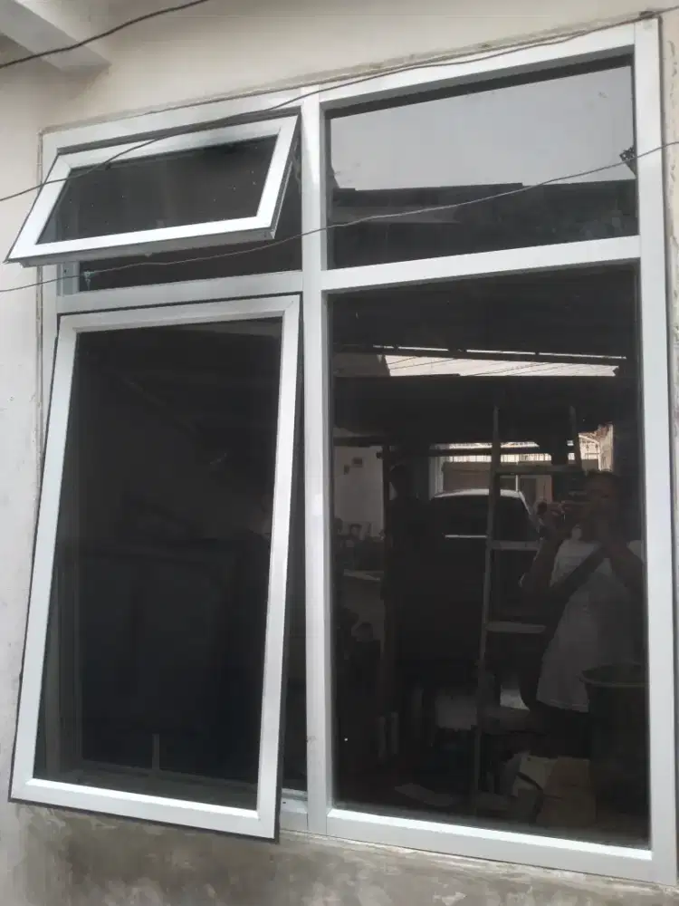 Jendela aluminium T150cm L120cm harga plus pasang 2,3 jt bisa byr COD