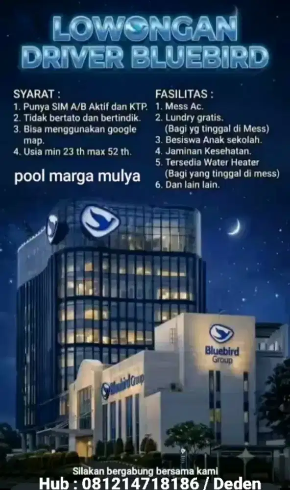 Lowongan pengemudi,driver,sopir,supir