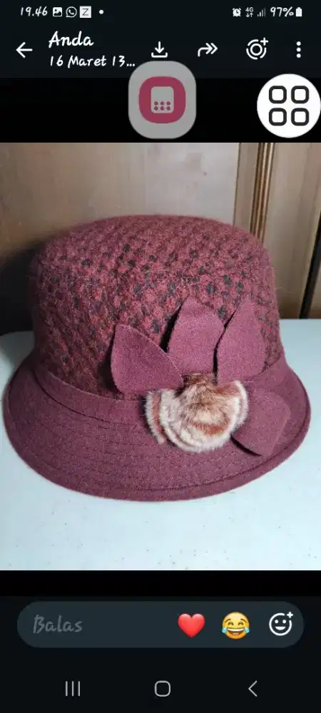 Topi fashion bahan berbulu halus