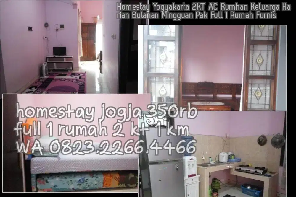 Penginapan Keluarga Rumah Yogya Bulanan Mingguan Harian Murah 2KT AC P