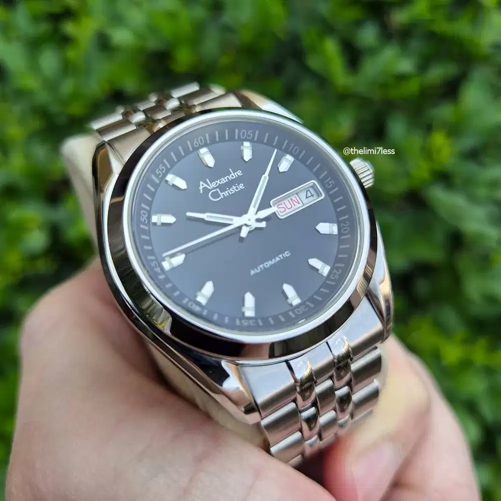 Jam tangan Alexandre Christie swiss automatic black dial ref 3001MD